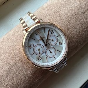 Fossil Gold & Horn Acetate Stainless Steel Watch